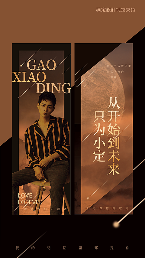 明星应援高贵金流星竖版海报
