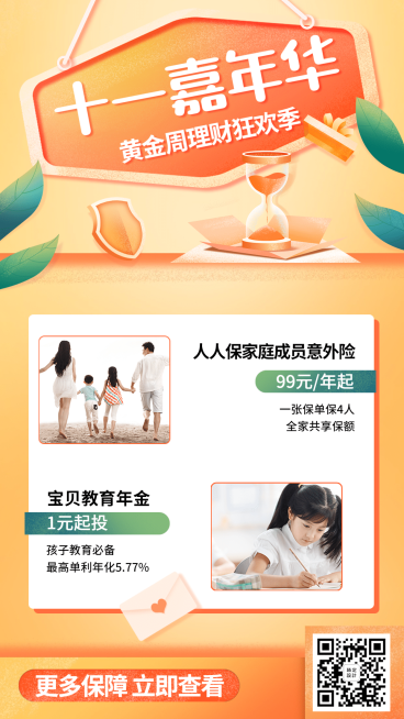 国庆节金融保险理财营销海报预览效果