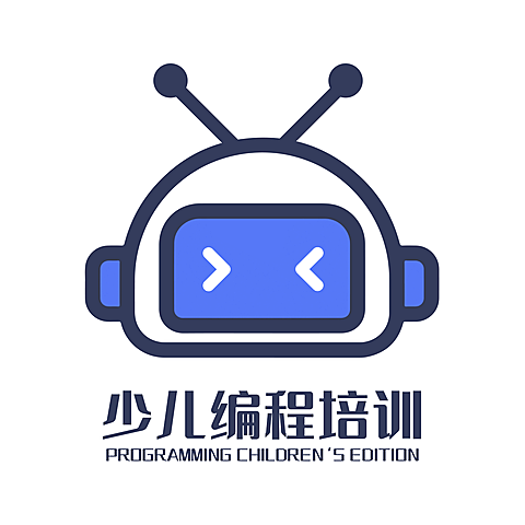 少儿编程教育培训手绘头像logo