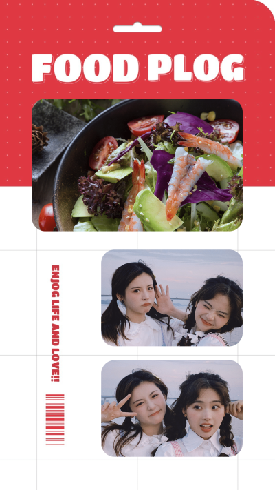 简约英文文艺美食拼图晒照3图框