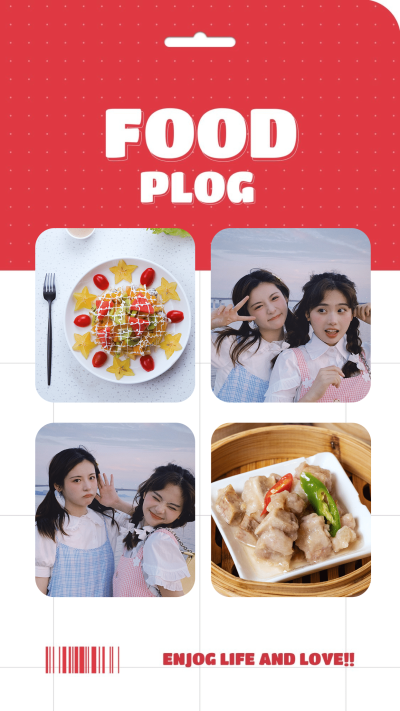 简约英文文艺美食拼图晒照4图框