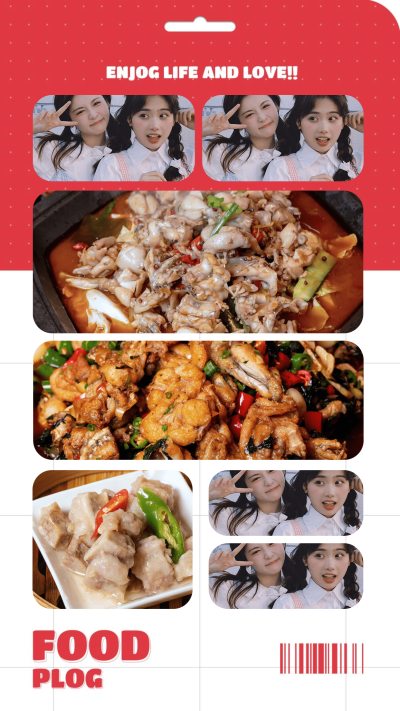 简约英文文艺美食拼图晒照7图框