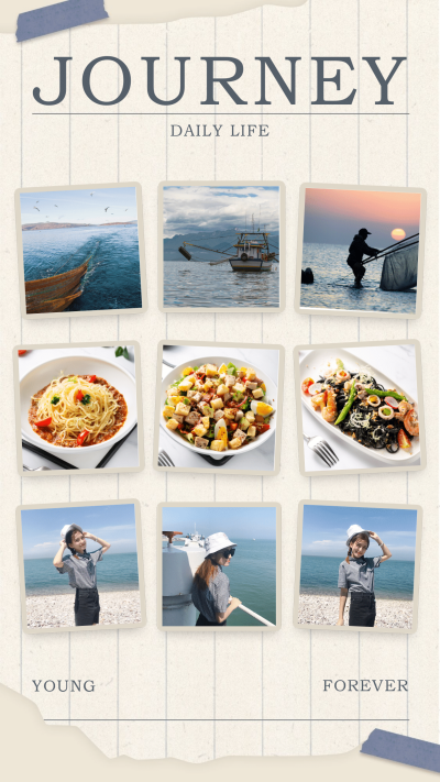 简约清新旅游拼图晒照9图框