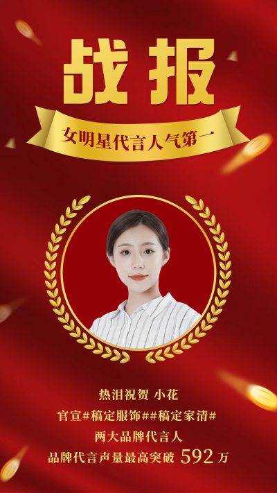 商务风数据喜报战报宣传人物海报