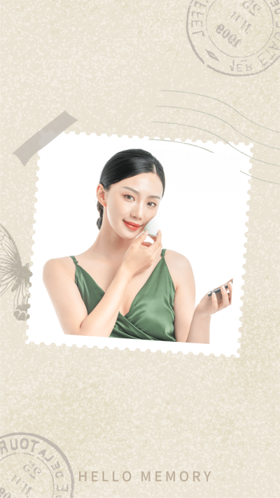 简约复古风邮票拼图晒照单图框