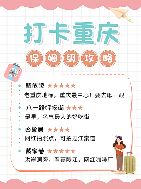 旅游出行攻略指南唯美小红书封面