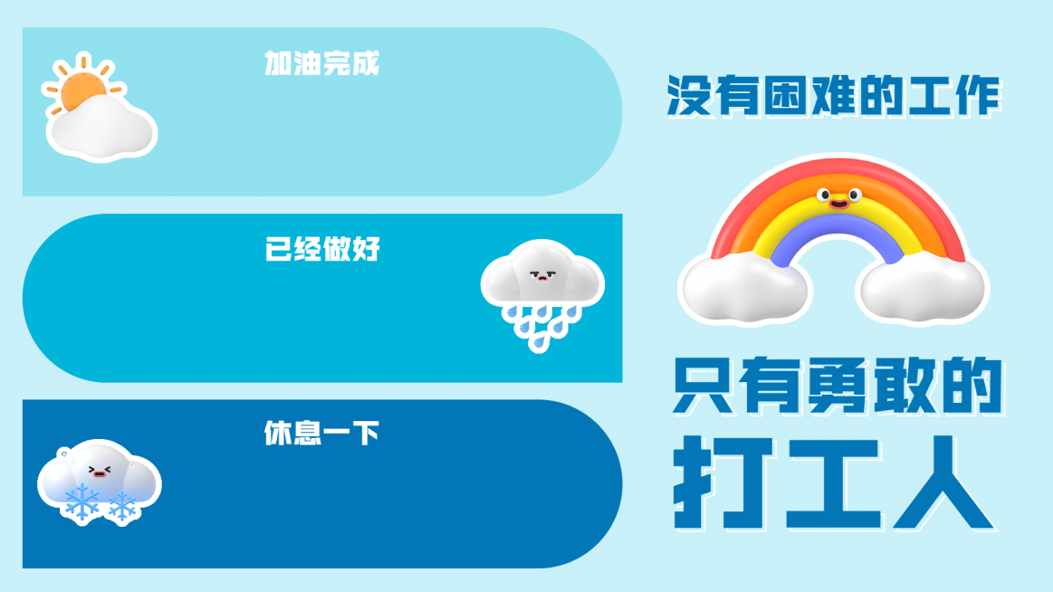 3D风可爱打工人电脑桌面分区壁纸预览效果