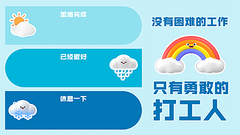 3D风可爱打工人电脑桌面分区壁纸