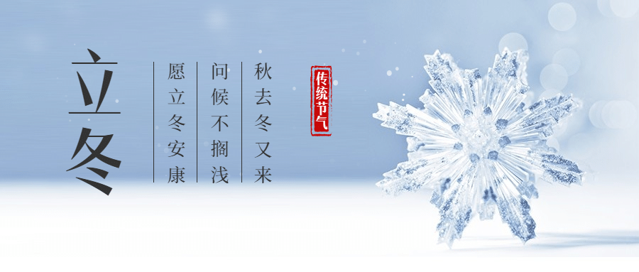 立冬节气冰晶雪花实景公众号首图预览效果