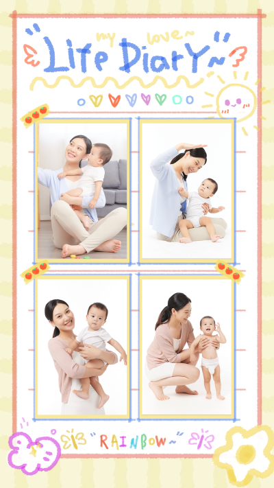 亲子晒照拼图模板