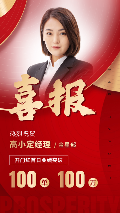金融保险表彰颁奖喜报红金风海报