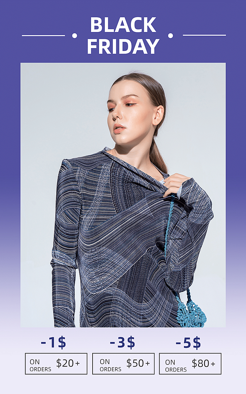 简约黑色星期五服装女装跨境电商海报