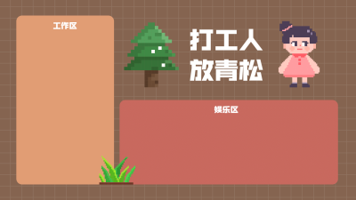 像素风谐音梗打工人电脑分区壁纸