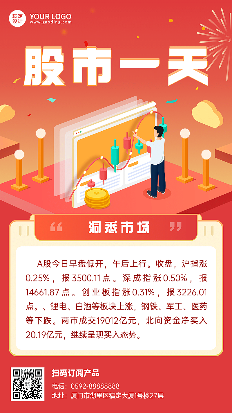 金融保险政策资讯简约竖版海报