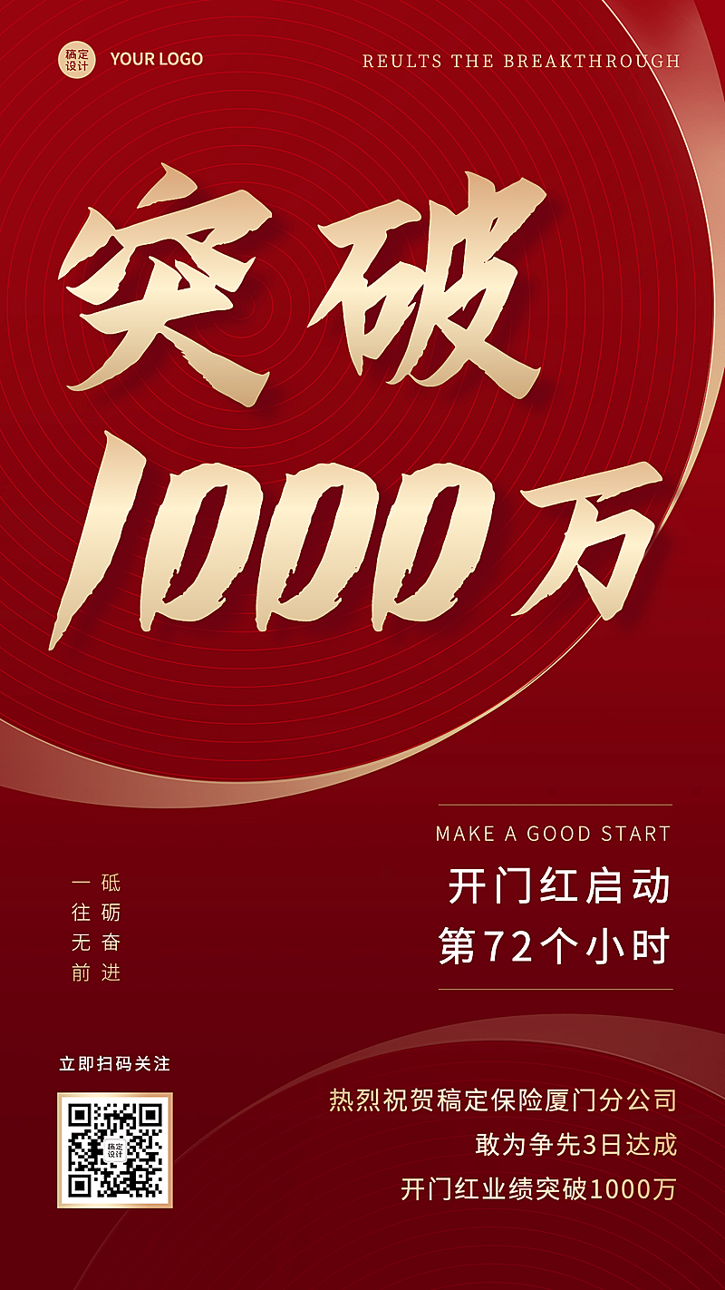 金融保险表彰颁奖喜报红金海报