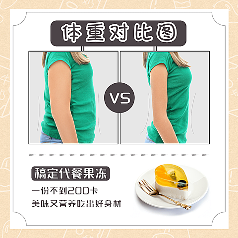 减肥代餐效果对比图方形海报
