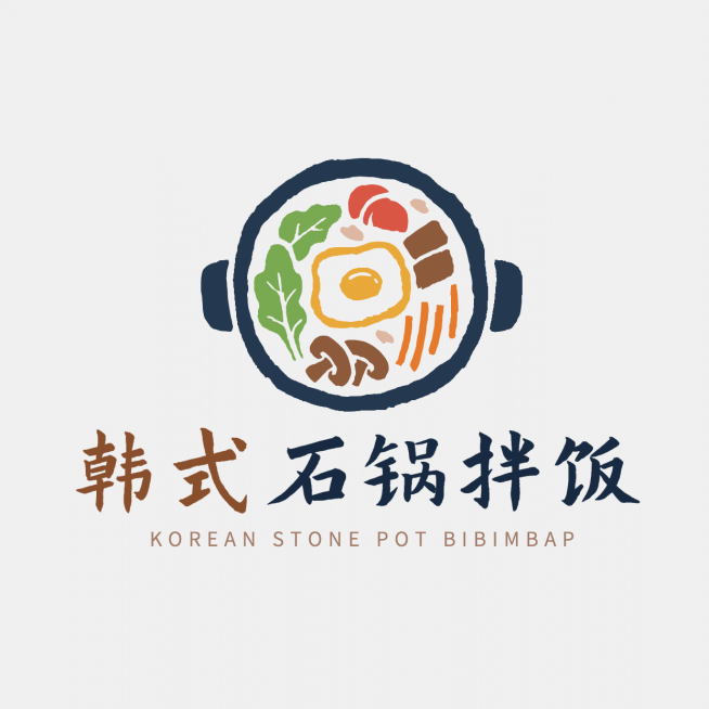 韩式石锅拌饭宣传推广卡通门店LOGO预览效果