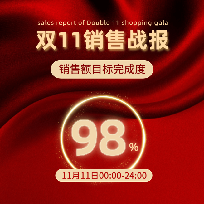 双十一销售战报方形海报预览效果