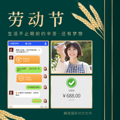 劳动节微商氛围晒单方形海报