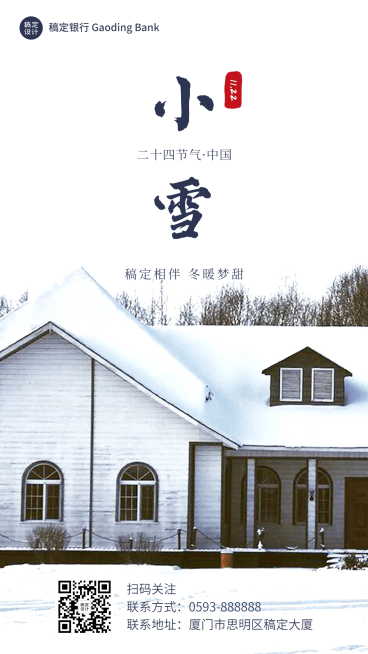 小雪金融保险节气祝福简约手机海报预览效果