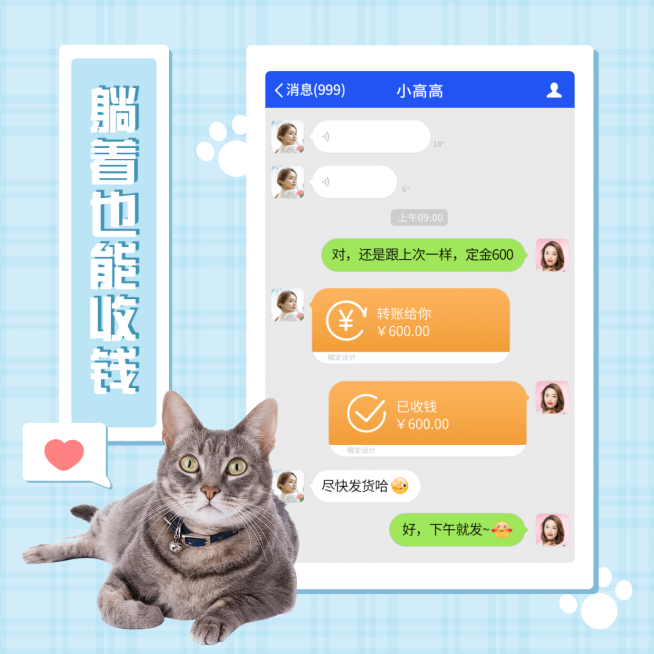 格子背景萌宠猫咪晒单晒反馈预览效果