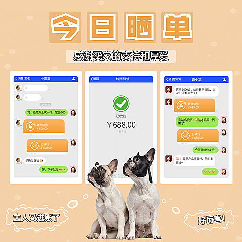 简约背景狗狗萌宠晒单晒反馈