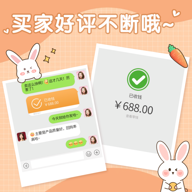 可爱手绘萌宠小兔花式晒单预览效果
