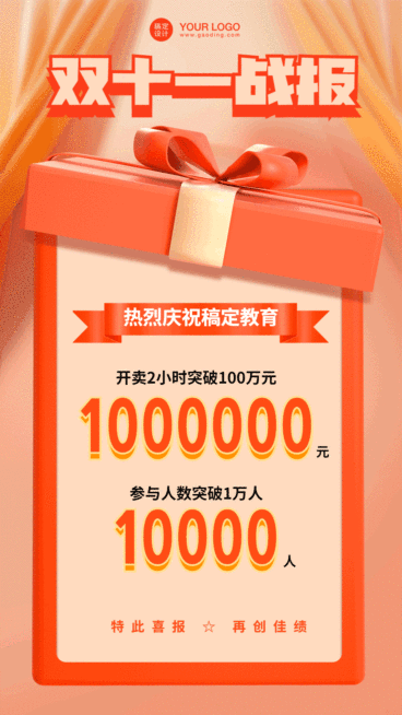 双十一礼盒喜报GIF动态海报预览效果