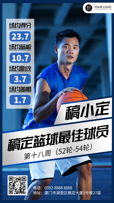 篮球比赛最佳球员实景手机海报预览效果