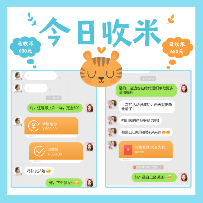 卡通猫咪简约晒单晒成交反馈截图预览效果
