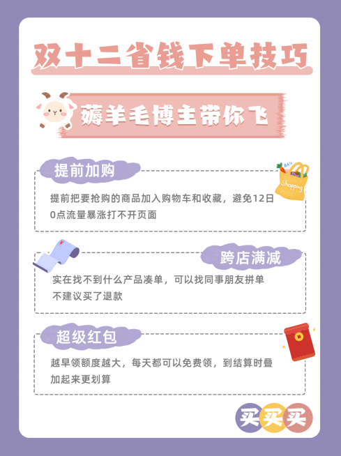 双十二购物省钱攻略小红书配图预览效果