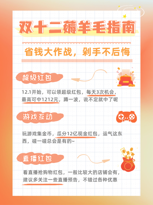 双十二购物省钱攻略小红书配图预览效果