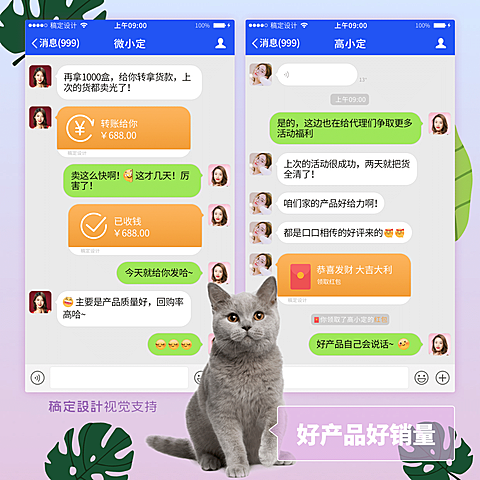 萌宠眨眼猫晒单方形海报