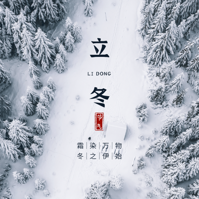 立冬节气雪林实景祝福方形海报预览效果