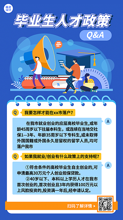 人社人才人事毕业生政策解读手机海报