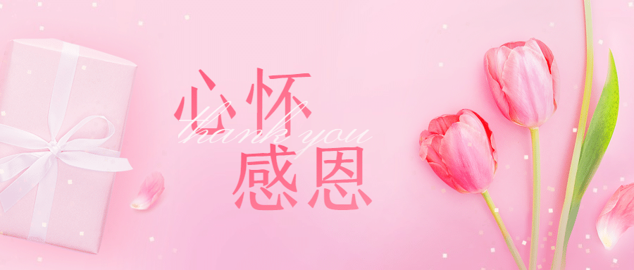 感恩节粉色鲜花祝福合成祝福公众号首图预览效果