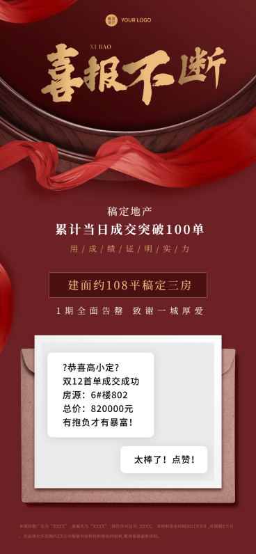 双十二地产服务表彰颁奖喜庆喜报预览效果