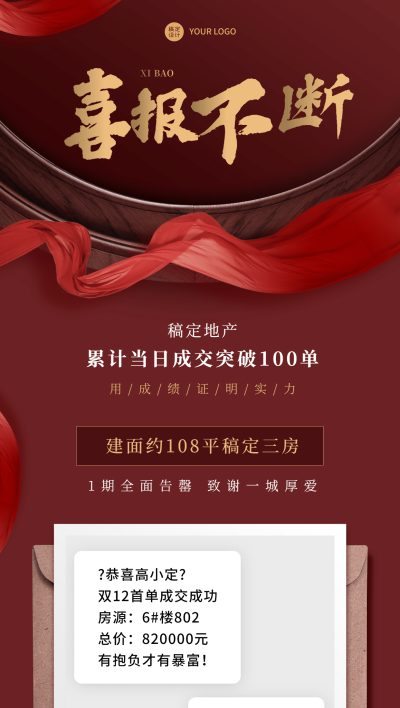 双十二地产服务表彰颁奖喜庆喜报