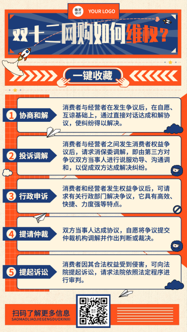 双十二消费者维权理性购物提示手机海报预览效果