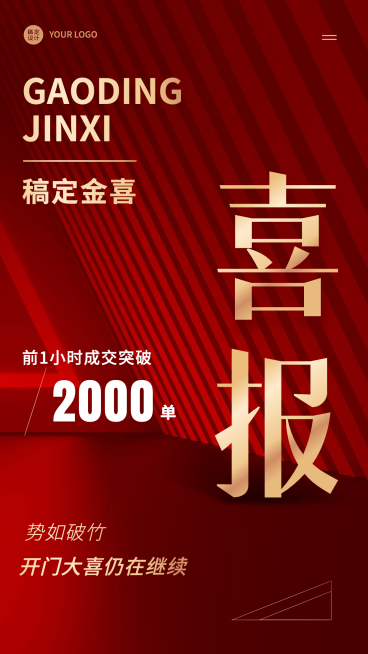 金融保险表彰颁奖喜庆竖版喜报预览效果