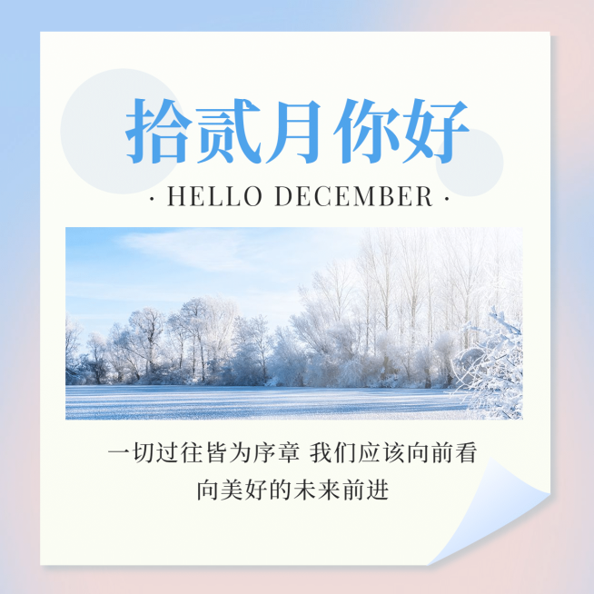 通用12月你好清新渐变实景方形海报预览效果