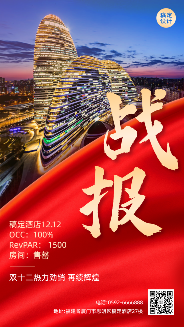 双十二酒店住宿表彰颁奖实景喜报预览效果
