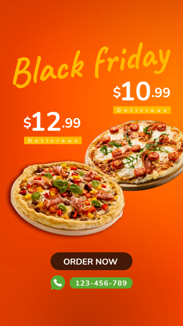 Creative Style Black Friday Pizza Promotion Ecommerce Story预览效果