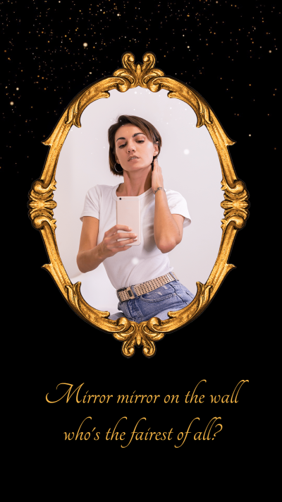 Fashionable Woman Selfies Text Typesetting Instagram Story