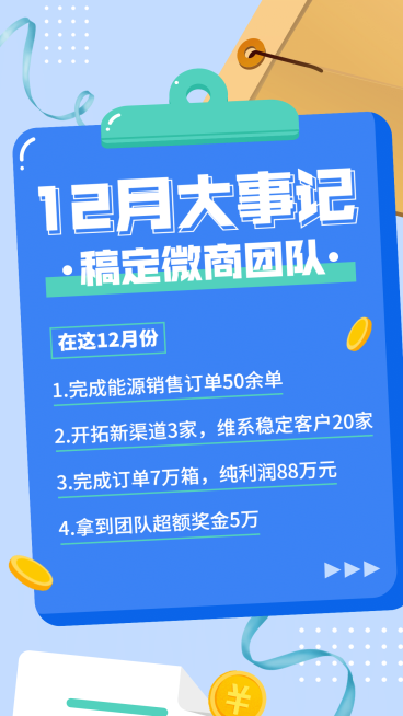 微商12月月初规划卡通手机海报预览效果