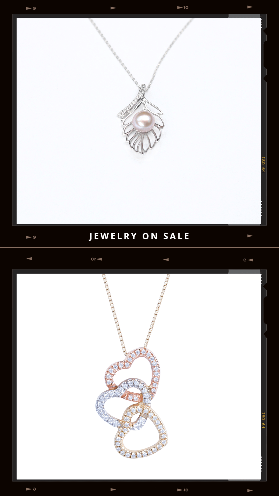 Gold Line Element Literary Style Jewelry Necklaces Display Ecommerce Story预览效果