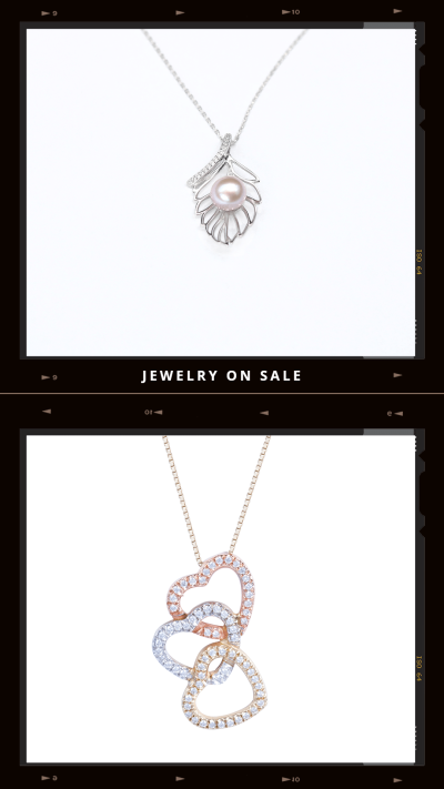 Gold Line Element Literary Style Jewelry Necklaces Display Ecommerce Story
