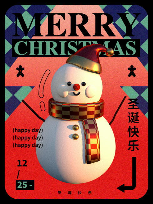 圣诞节创意雪人小红书配图套系预览效果