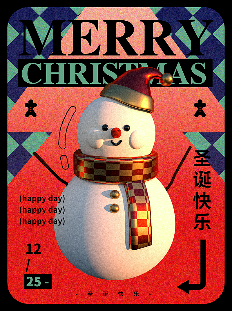 圣诞节创意雪人小红书配图套系