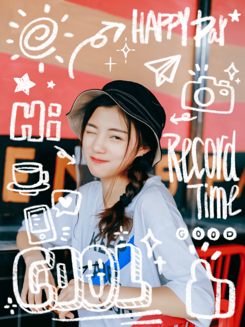 人物照片涂鸦晒照自拍模板预览效果